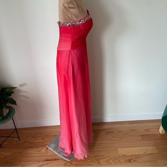 Blush Prom By Alexia Pink Rhinestone Embellished Strapless Evening Gown EUC Sz 4 - Picture 4 of 10